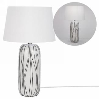 WHITE TEXTURED TABLE LAMP WITH CERAMIC BASE
