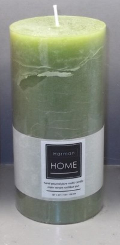 RUSTIC GREEN CANDLE 3X6