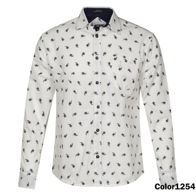 MEN'S WHITE LONG SLEEVE SHIRT WITH PALM TREES