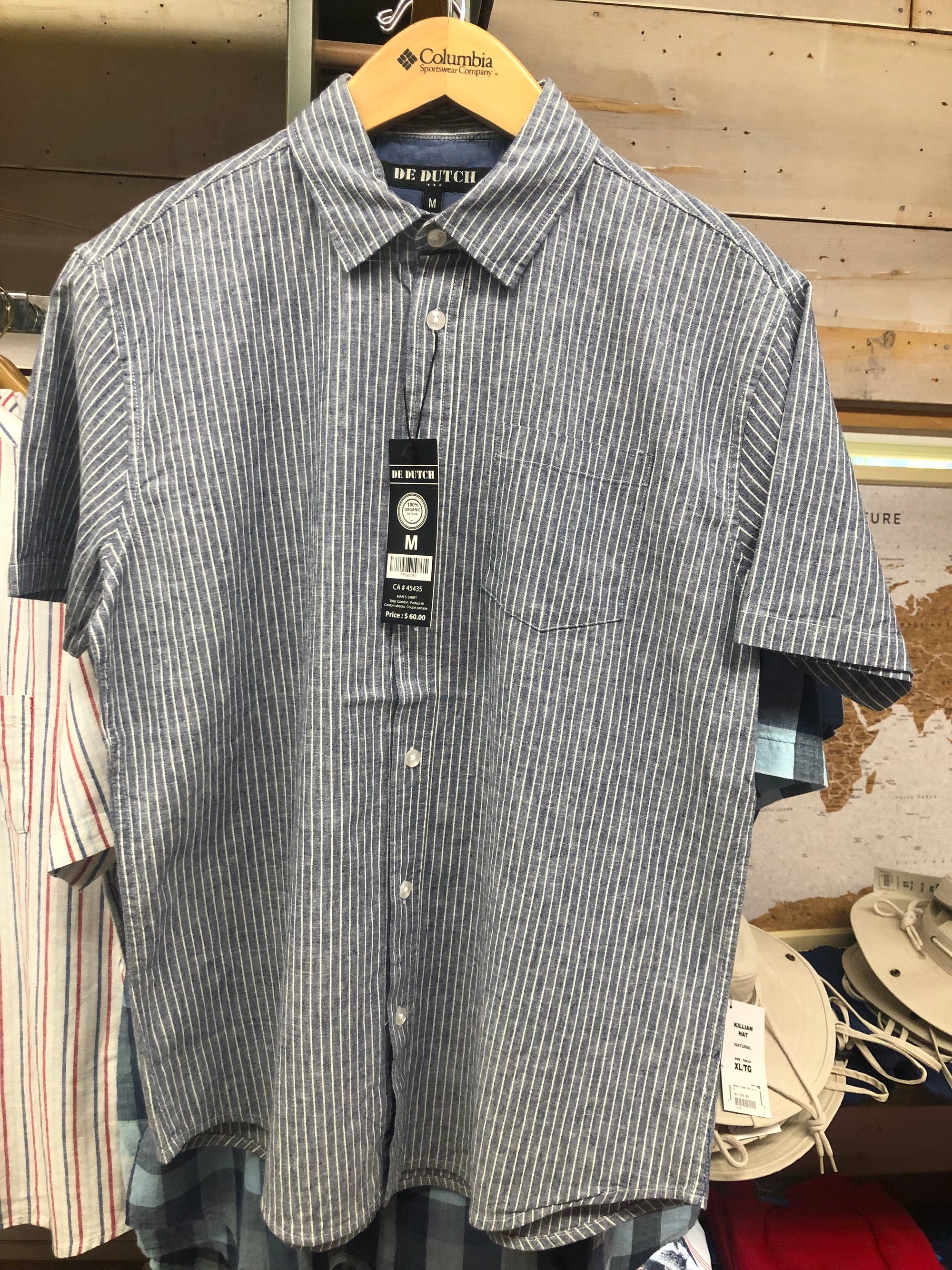 MEN'S GREY SHORT SLEEVE SHIRT WITH WHITE STRIPES