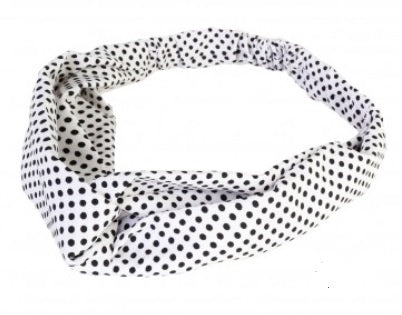 WHITE HAIRBAND WITH BLACK SMALL DOTS
