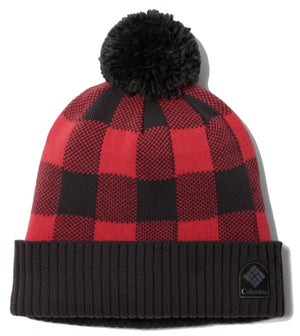 WOMEN'S PALMER PEAK POM BEANIE - RED LILY CHECK