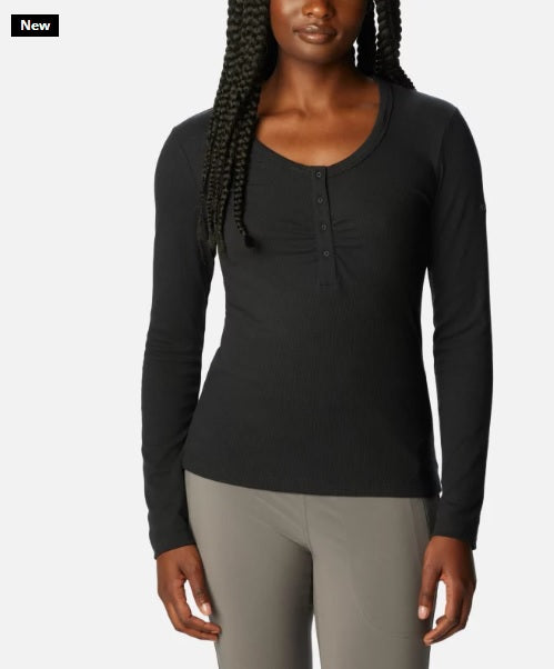 WOMEN'S CALICO BASIN RIBBED LONG SLEEVE SHIRT - BLACK