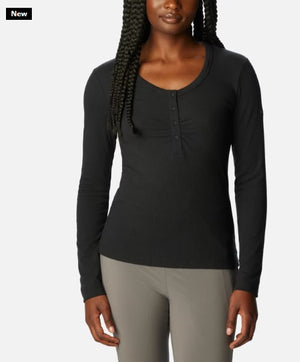 WOMEN'S CALICO BASIN RIBBED LONG SLEEVE SHIRT - BLACK