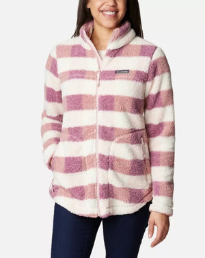 WOMEN'S WEST BEND FULL ZIP FLEECE JACKET - DUSTY PINK CHECK