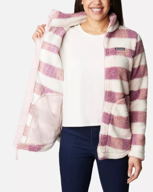 WOMEN'S WEST BEND FULL ZIP FLEECE JACKET - DUSTY PINK CHECK
