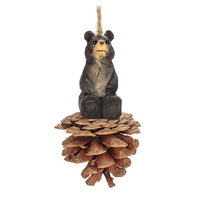 BEAR ON PINECONE ORNAMENT