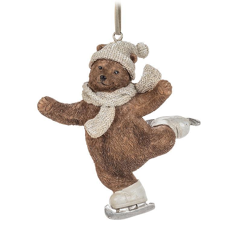 BEAR SKATING ORNAMENT 4"H