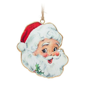 RETRO SANTA HEAD ORNAMENT 5"H