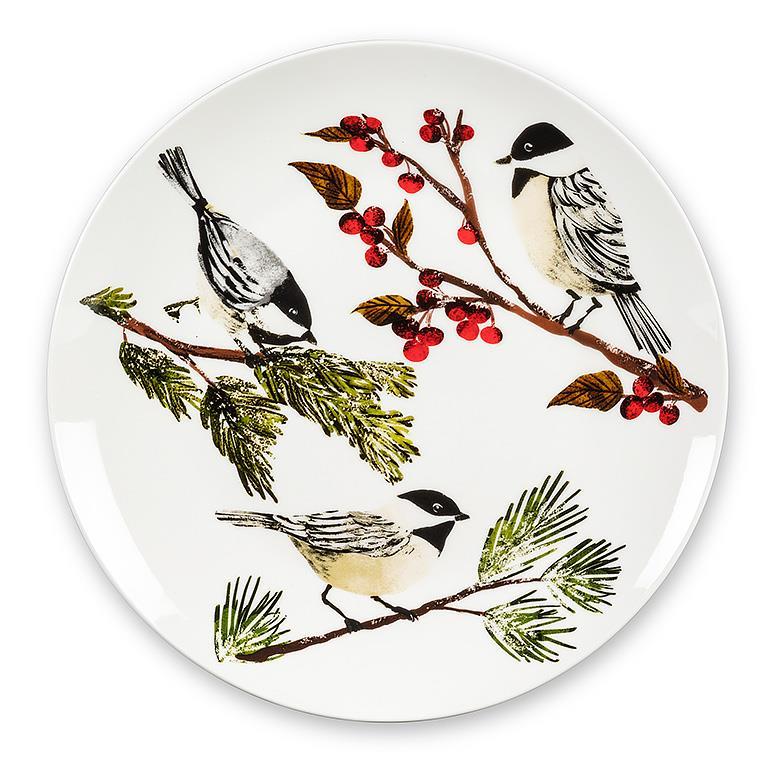 CHICKADEE ON BRANCH SMALL PLATE