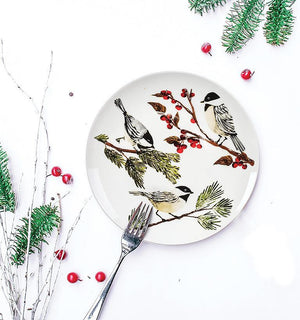 CHICKADEE ON BRANCH SMALL PLATE