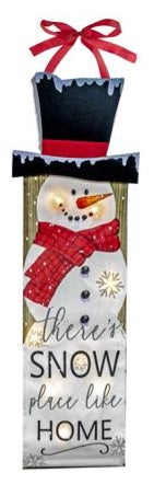LED SNOWMAN WITH RED SCARF VERTICAL BANNER