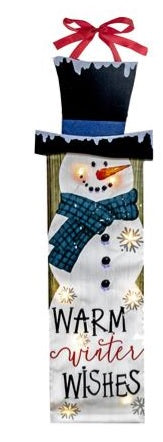 LED SNOWMAN WITH TOP HAT VERTICAL BANNER