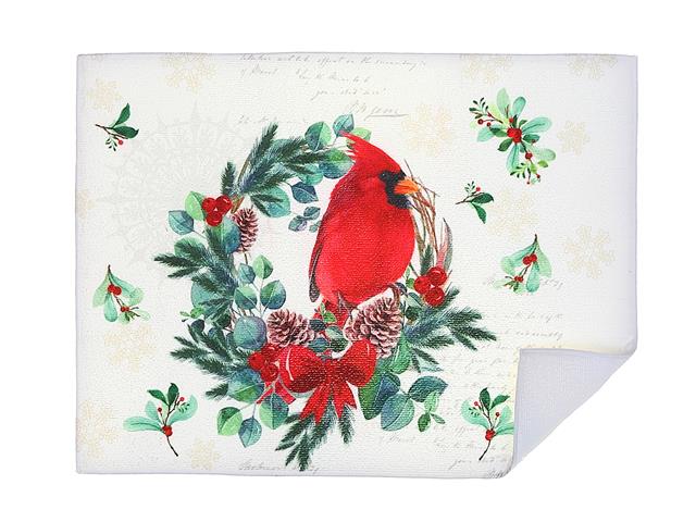 MICROFIBRE DRYING MAT (CARDINAL WREATH)