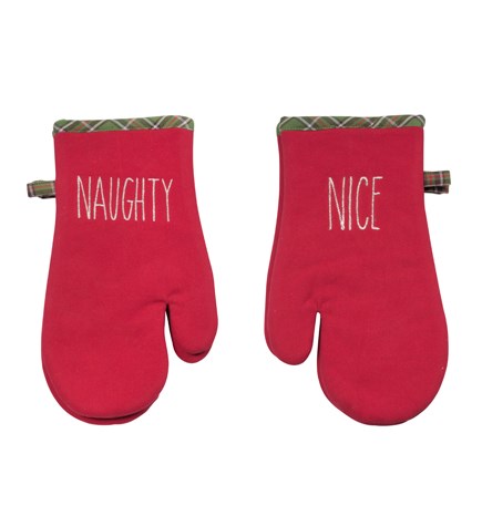 NAUGHTY NICE SLIM SCRIPT OVEN MITT (SET OF 2)