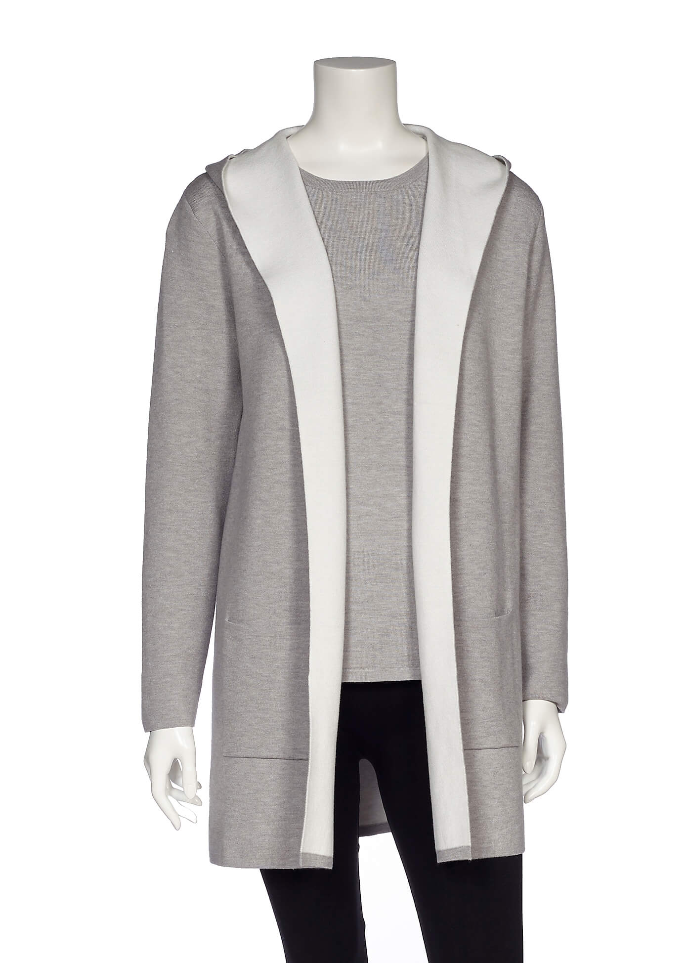 SILVER AND CREAM HOODED CARDIGAN