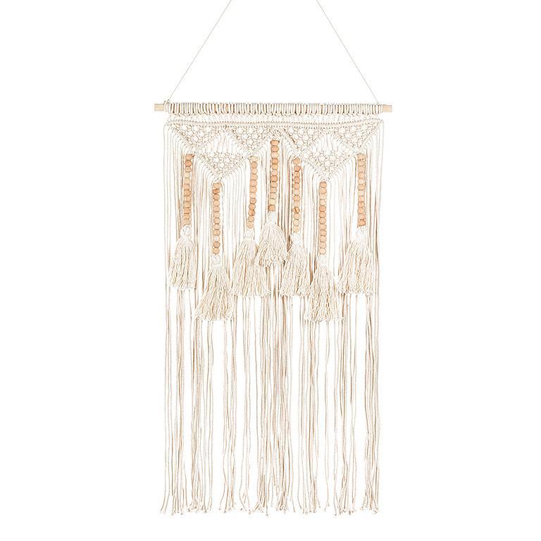 FRINGED WALL HANGING WITH BEADS AND TASSELS