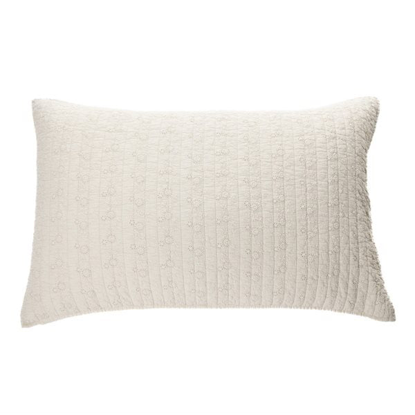 ESTELLE EMBROIDERED NATURAL QUEEN PILLOW SHAM