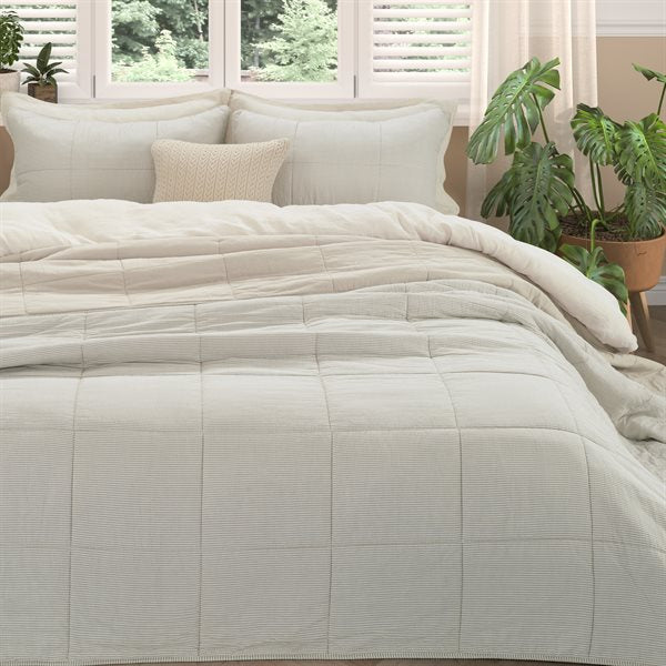 TAGLIATELLE NATURAL STRIPED REVERSIBLE KING QUILT