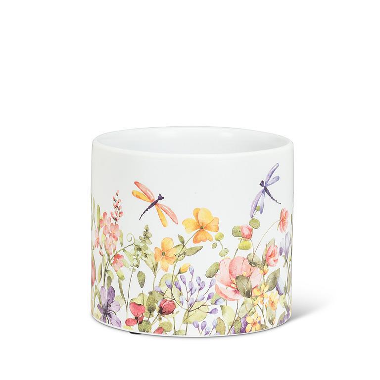 SMALL DRAGONFLY AND FLORAL PLANTER