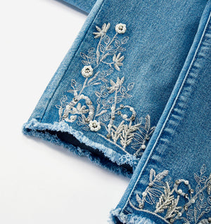 WOMEN'S EMBELLISHED CAPRI DEMIN PANTS