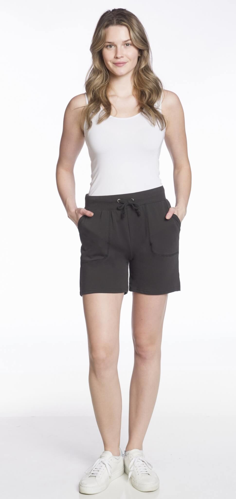WOMEN'S BLACK FRENCH TERRY SHORTS