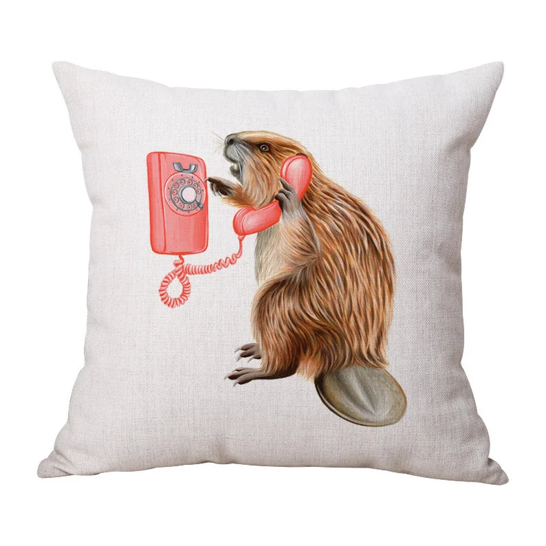 PILLOW BEAVER ON THE PHONE