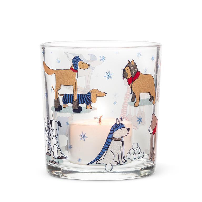 WINTER SPORTS DOGS VOTIVE 3"H