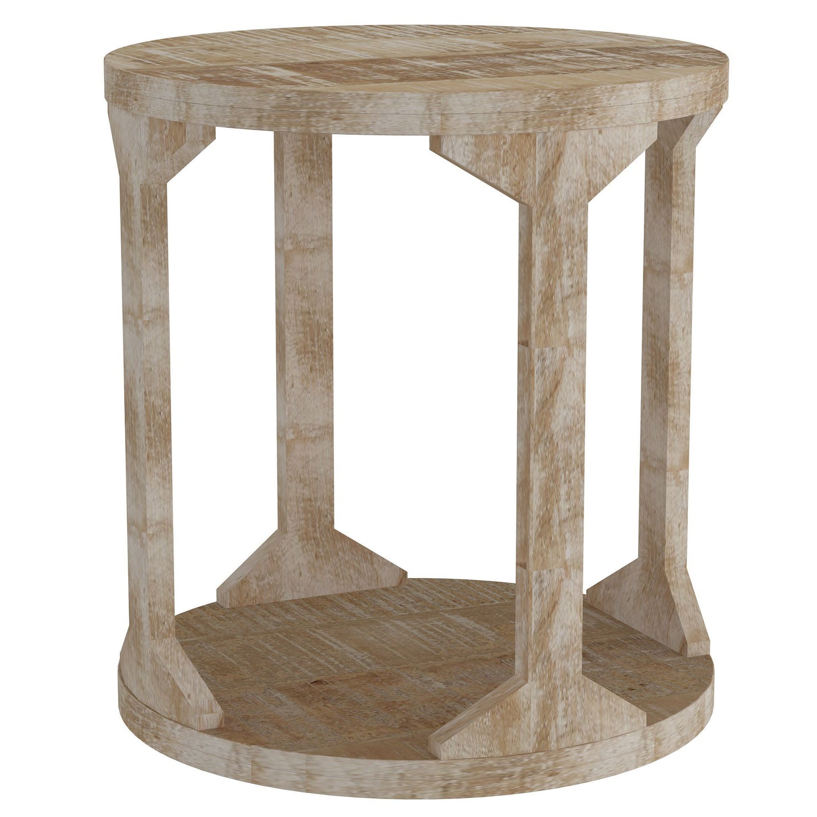 WORLDWIDE - AVNI ROUND ACCENT TABLE - DISTRESSED NATURAL