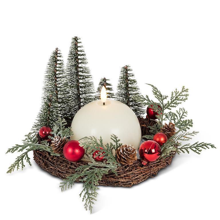 TREE & BALL CANDLE RING 7.5D