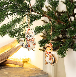 WINTER SQUIRREL ORNAMENT 4"H