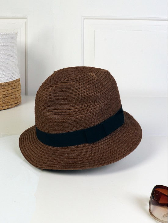 DARK BROWN FEDORA HAT
