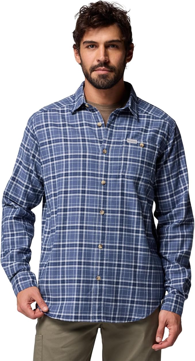 MEN'S FLANNEL LONG SLEEVE SHIRT - DARK MOUNTAIN QUAD CHECK