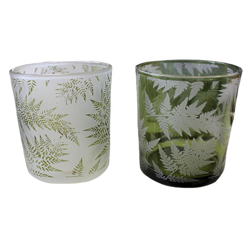 FERN GLASS CANDLE HOLDER