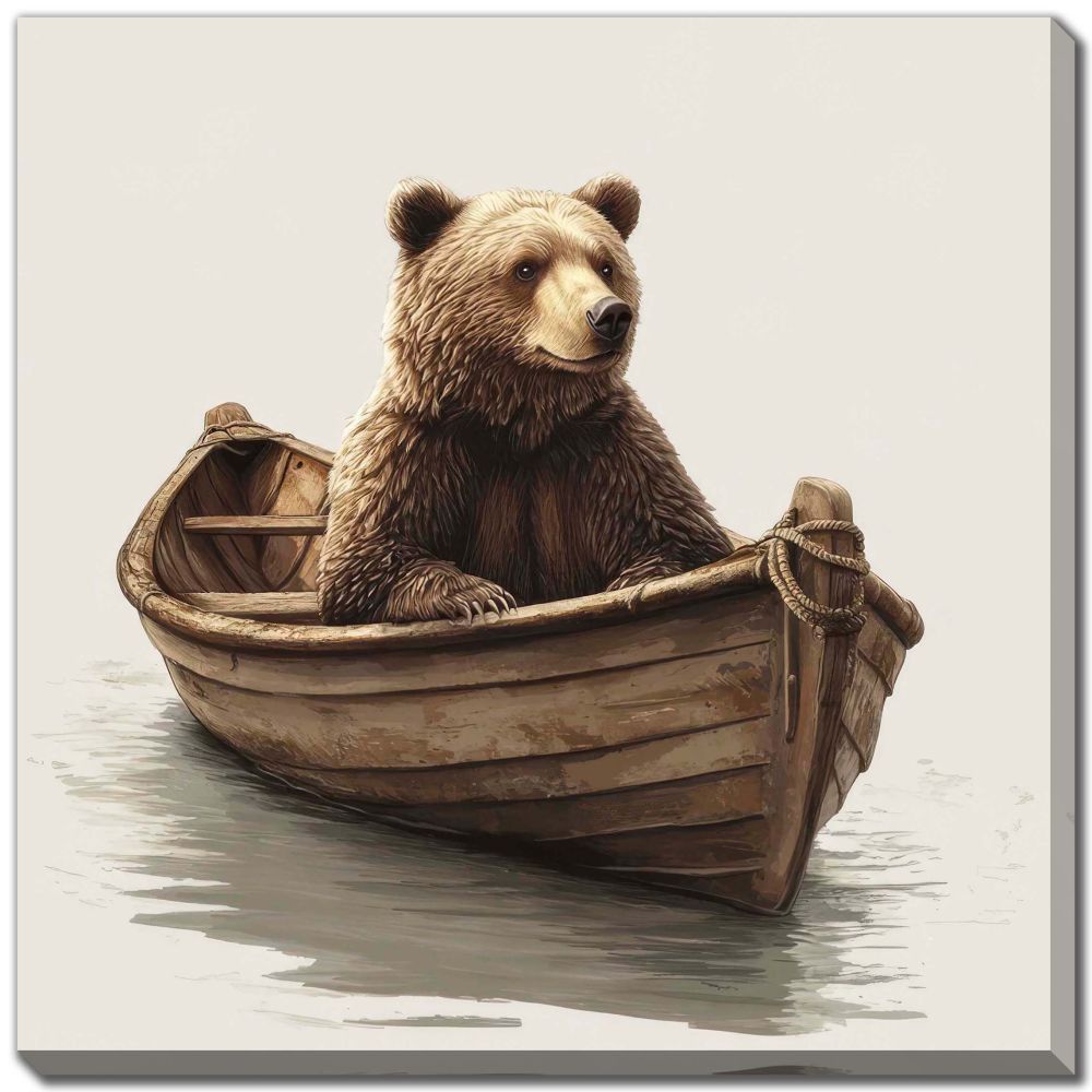 BEAR IN A BOAT CANVAS WALL DECOR
