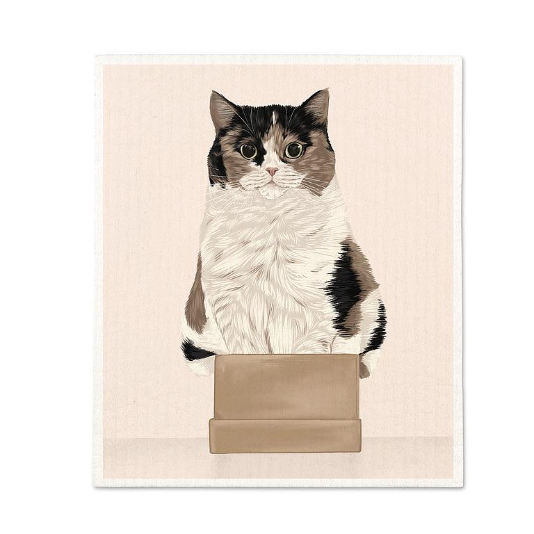 CAT IN A BOX DISHCLOTH