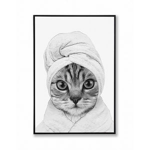CAT IN TOWEL WALL DECOR