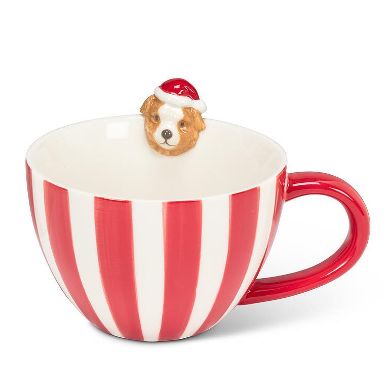 HOLIDAY DOG WIDE STRIPED MUG