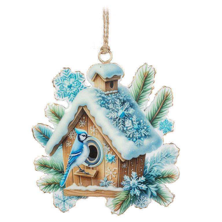 BLUEJAY BIRDHOUSE ORNAMENT