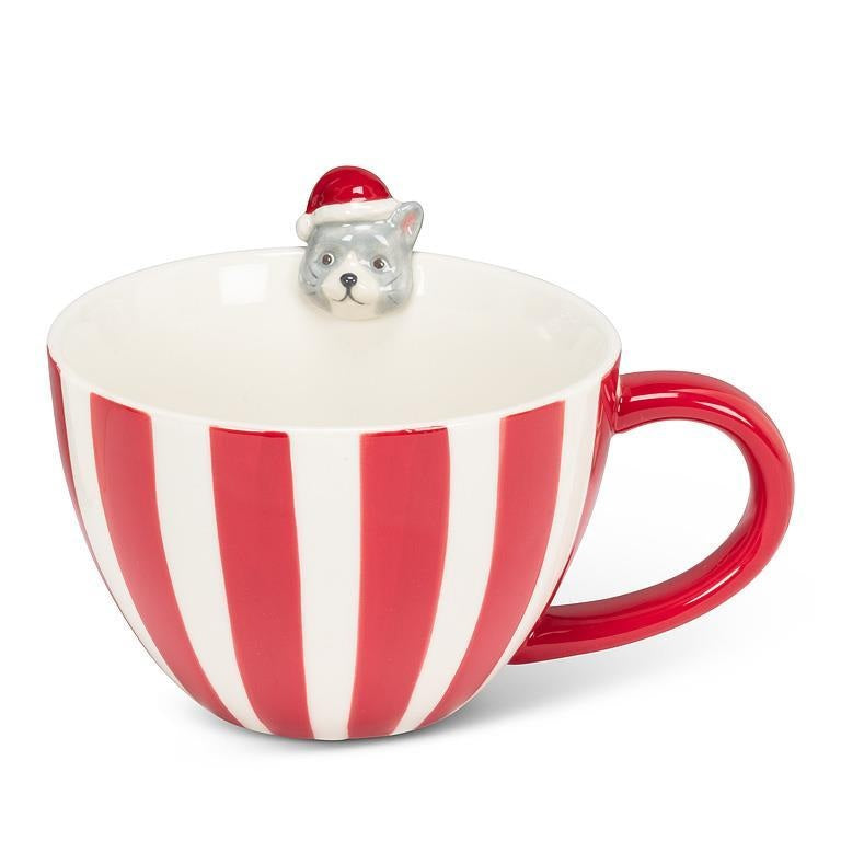 HOLIDAY CAT WIDE STRIPED MUG