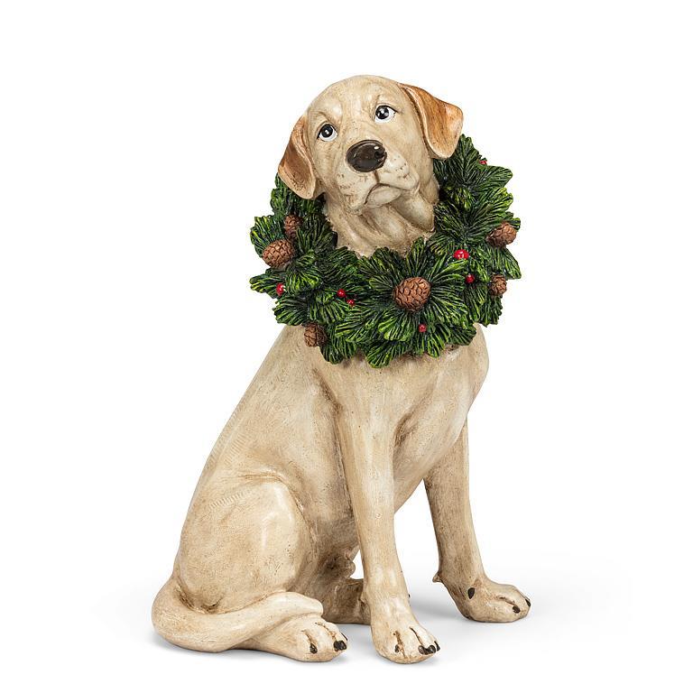 LABRADOR WITH WREATH 12"H