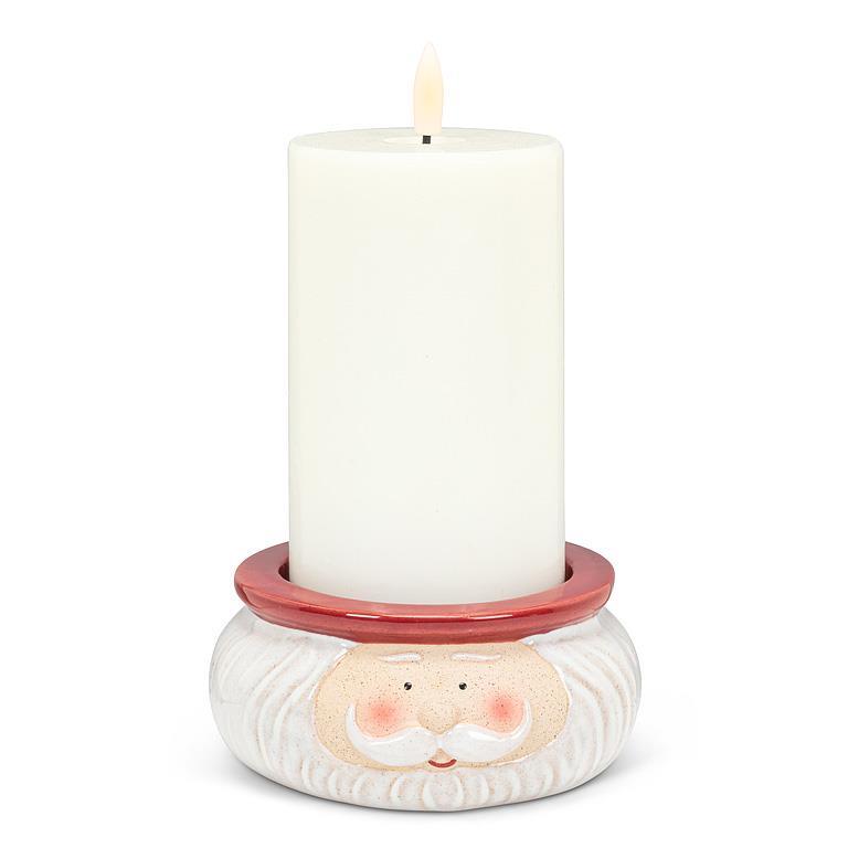 LARGE SANTA FACE PILLAR HOLDER 4.5"D