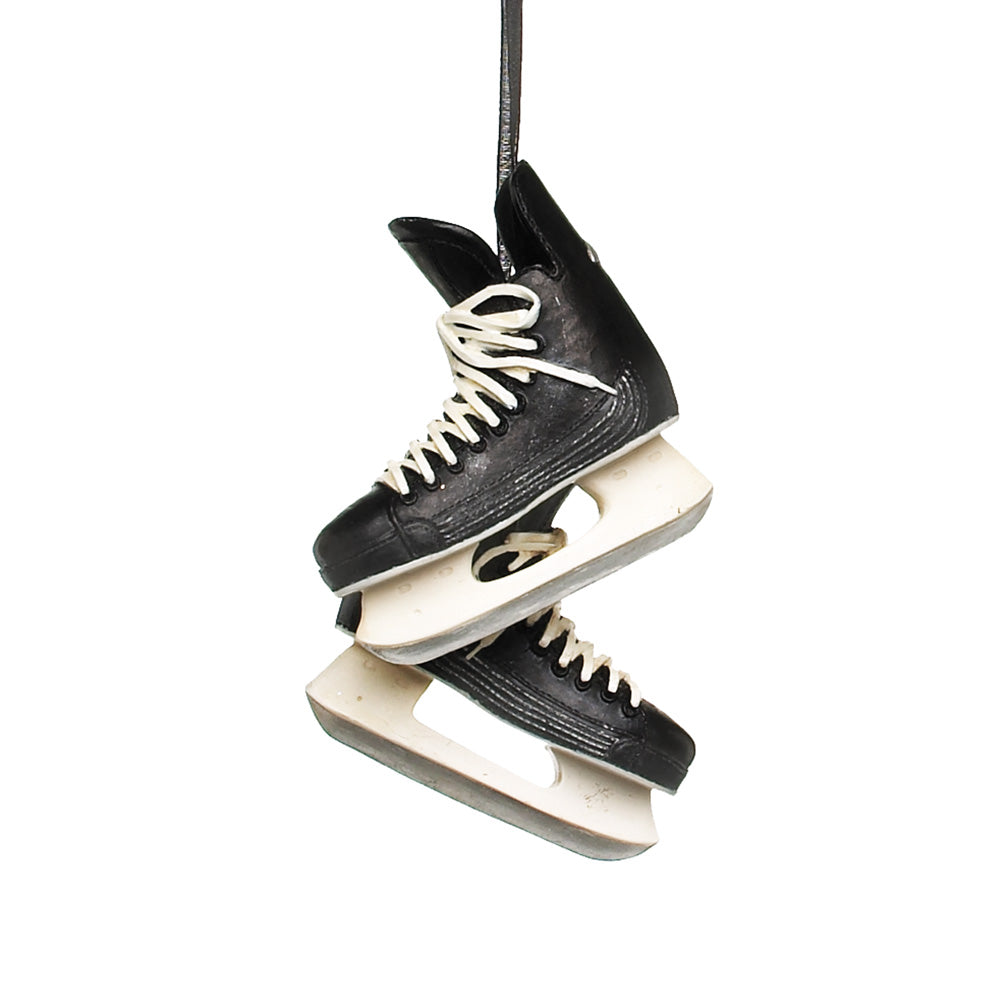BLACK HOCKEY SKATES ORNAMENT