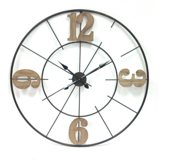 SPLASH - METAL WALL CLOCK WITH WOOD NUMBERS