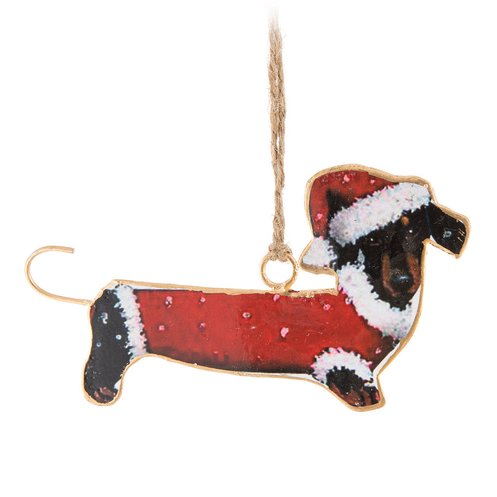 FESTIVE DASHUND ORNAMENT