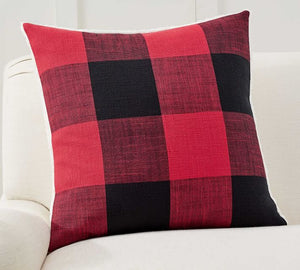 SAFDIE - RED & BLACK CHECK PILLOW WITH SHERPA REVERSE