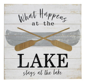 WHAT HAPPENS AT THE LAKE SIGN