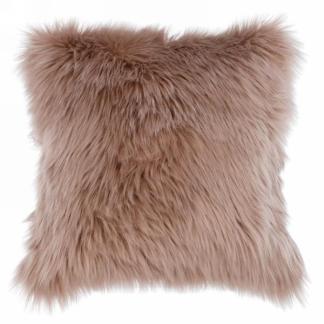 LIGHT BROWN FAUX FUR THROW CUSHION