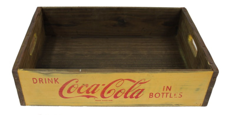 DRINK COCA COLA IN BOTTLES YELLOW TRAY WITH HANDLES