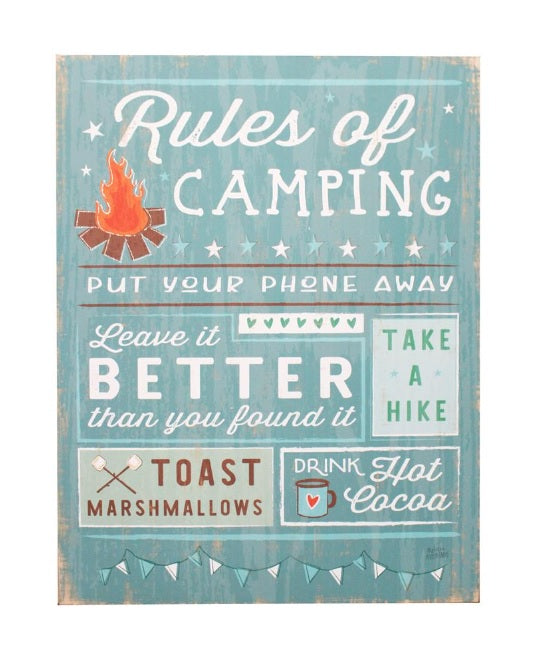 RULES OF CAMPING WALL DECOR